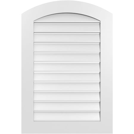 Ekena Millwork Arch Top Surface Mount PVC Gable Vent: Non-Functional, w/ 3-1/2"W x 1"P Standard Frame, 26"W x 36"H GVPAR26X3601SN